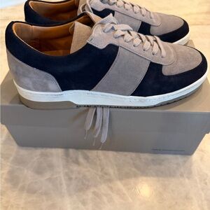 Mr. Porter Navy and Gray Suede Sneakers